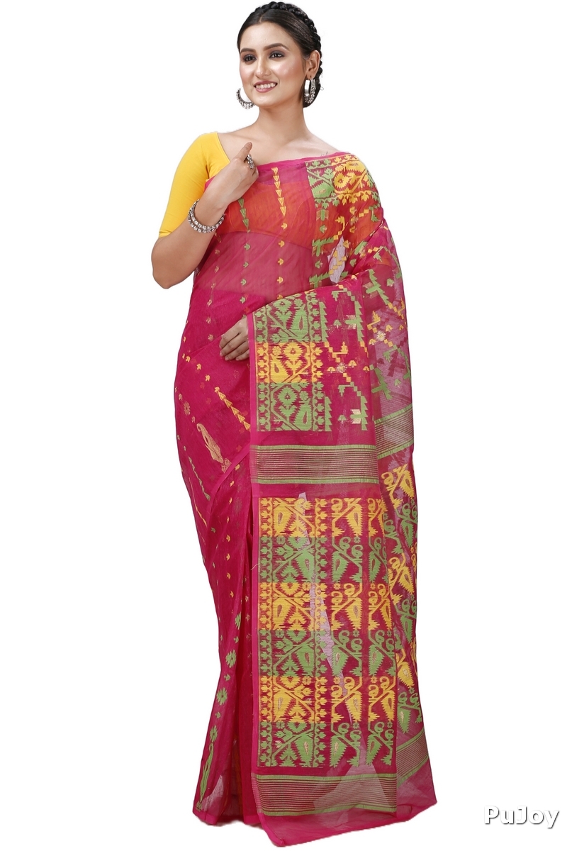 Marun Blended Cotton Jaya Jamdani Saree (1101)