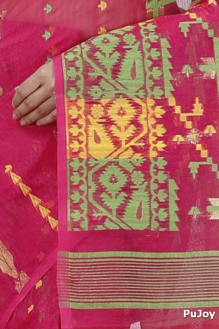 Marun Blended Cotton Jaya Jamdani Saree (1101)