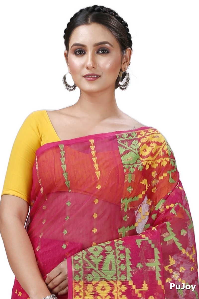 Marun Blended Cotton Jaya Jamdani Saree (1101)