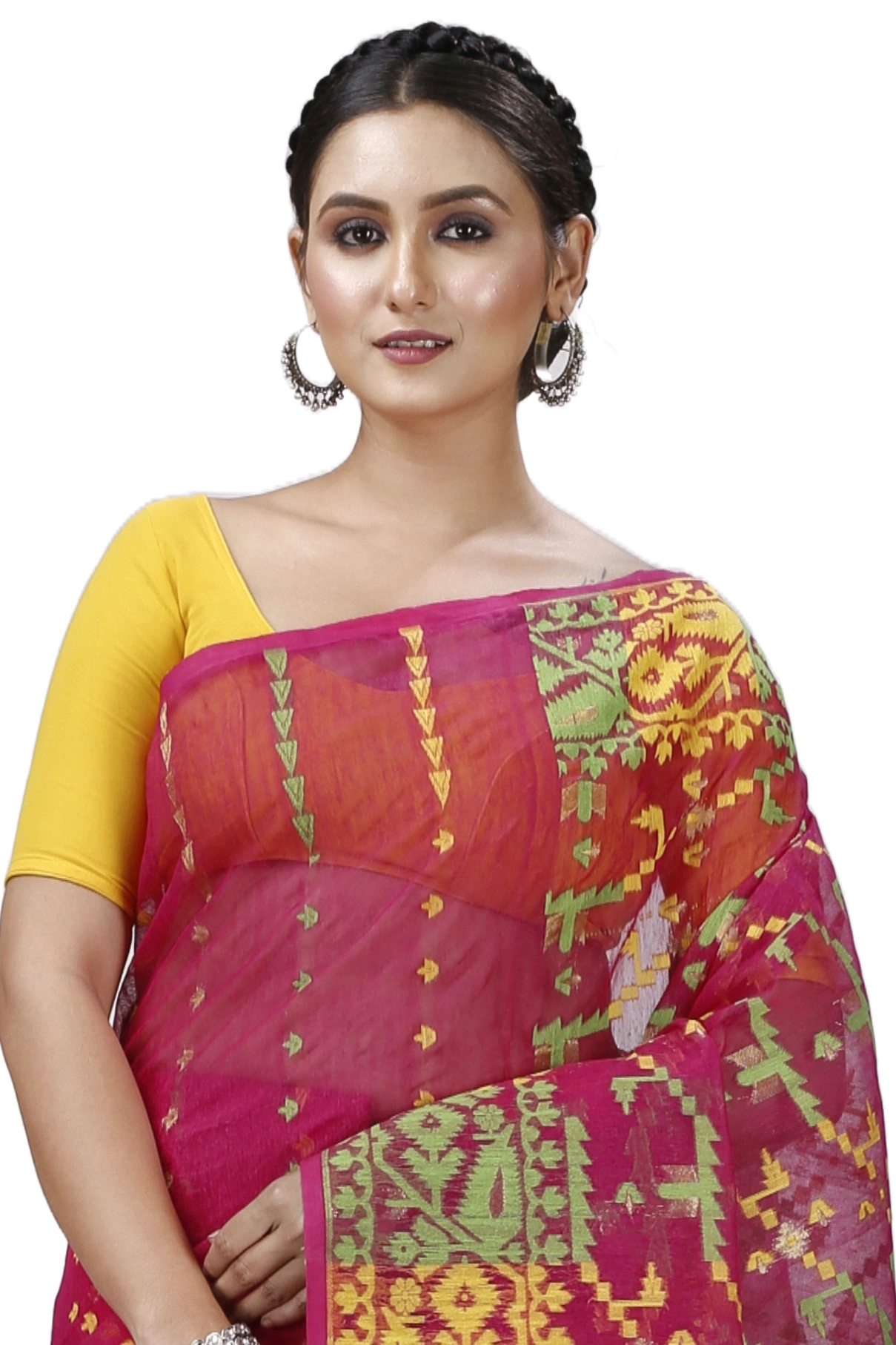 Marun Blended Cotton Jaya Jamdani Saree (1101)