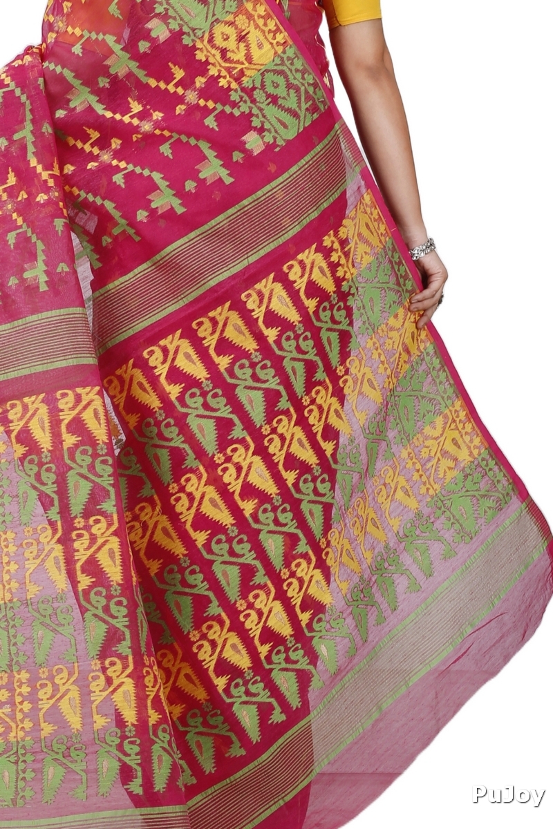 Marun Blended Cotton Jaya Jamdani Saree (1101)