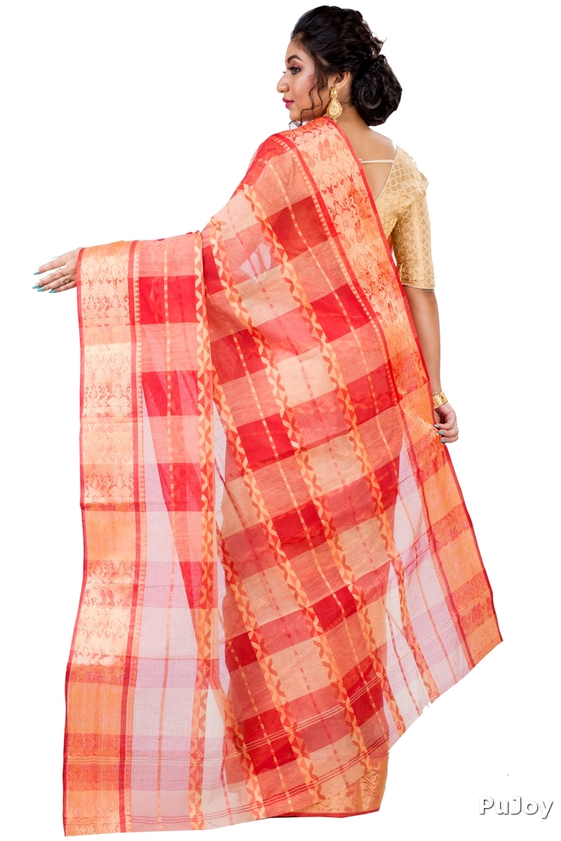 White Pure Cotton SonaJhuri Desiging Tant Saree (111)