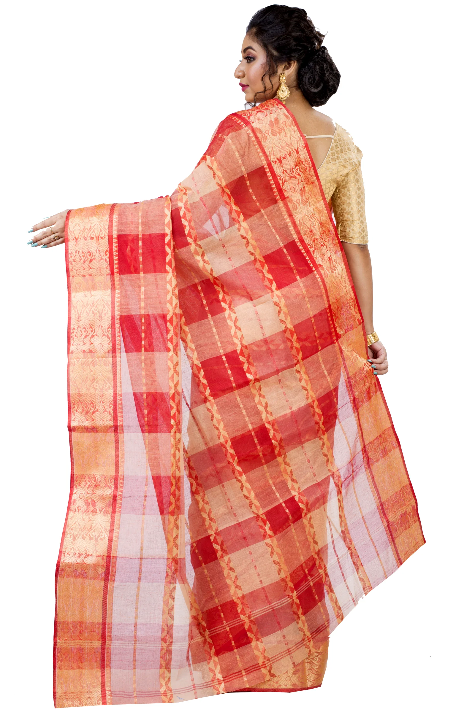 White Pure Cotton SonaJhuri Desiging Tant Saree (111)