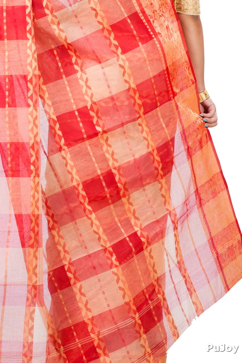 White Pure Cotton SonaJhuri Desiging Tant Saree (111)