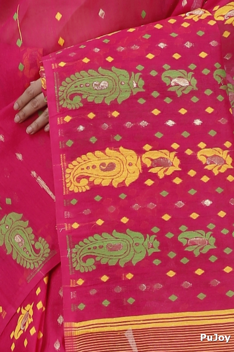 Maroon Pure Cotton Vani Jamdani Saree (1110)