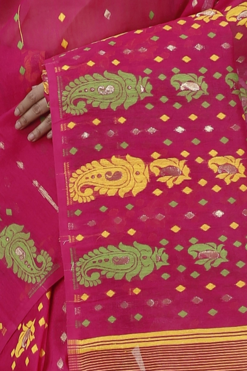 Maroon Pure Cotton Vani Jamdani Saree (1110)