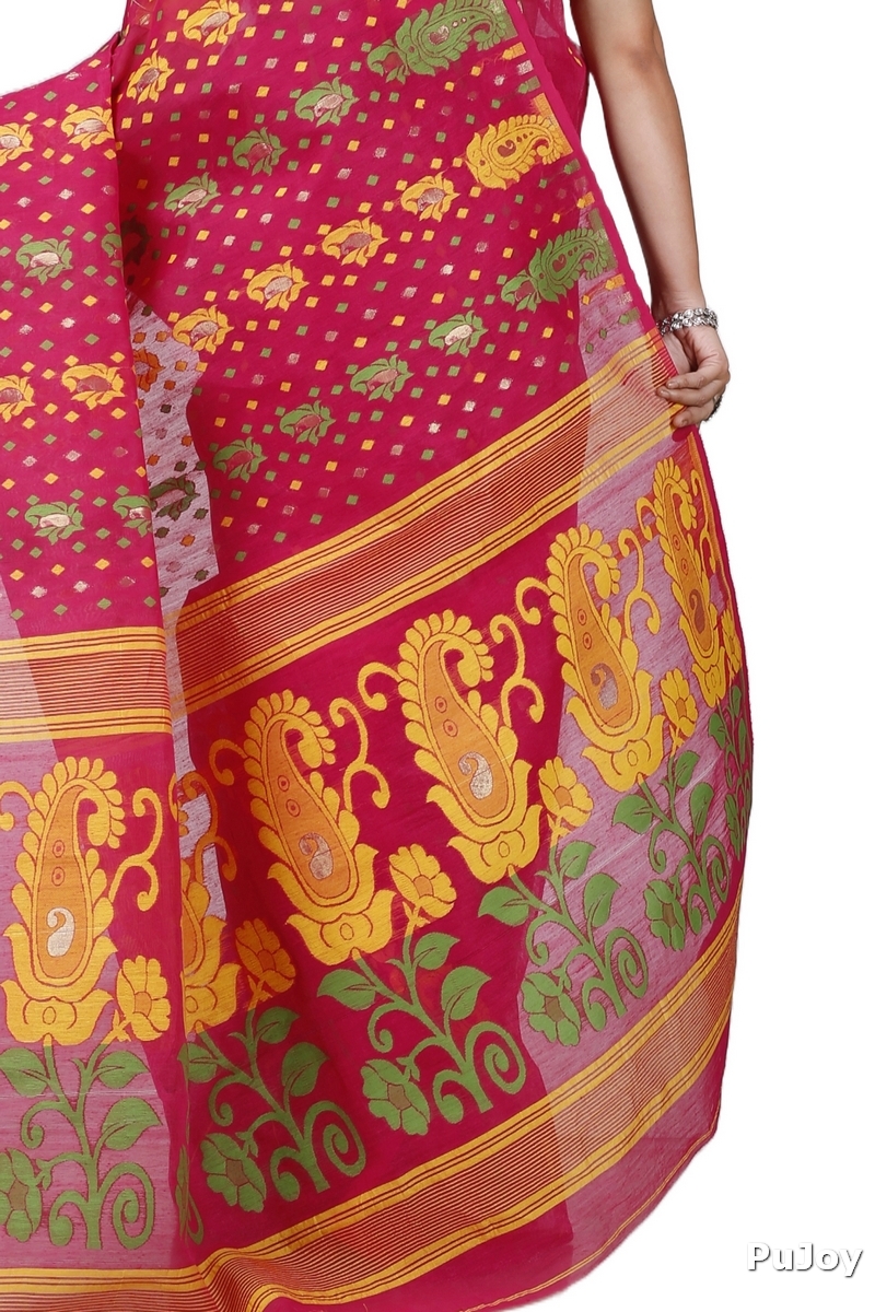 Maroon Pure Cotton Vani Jamdani Saree (1110)