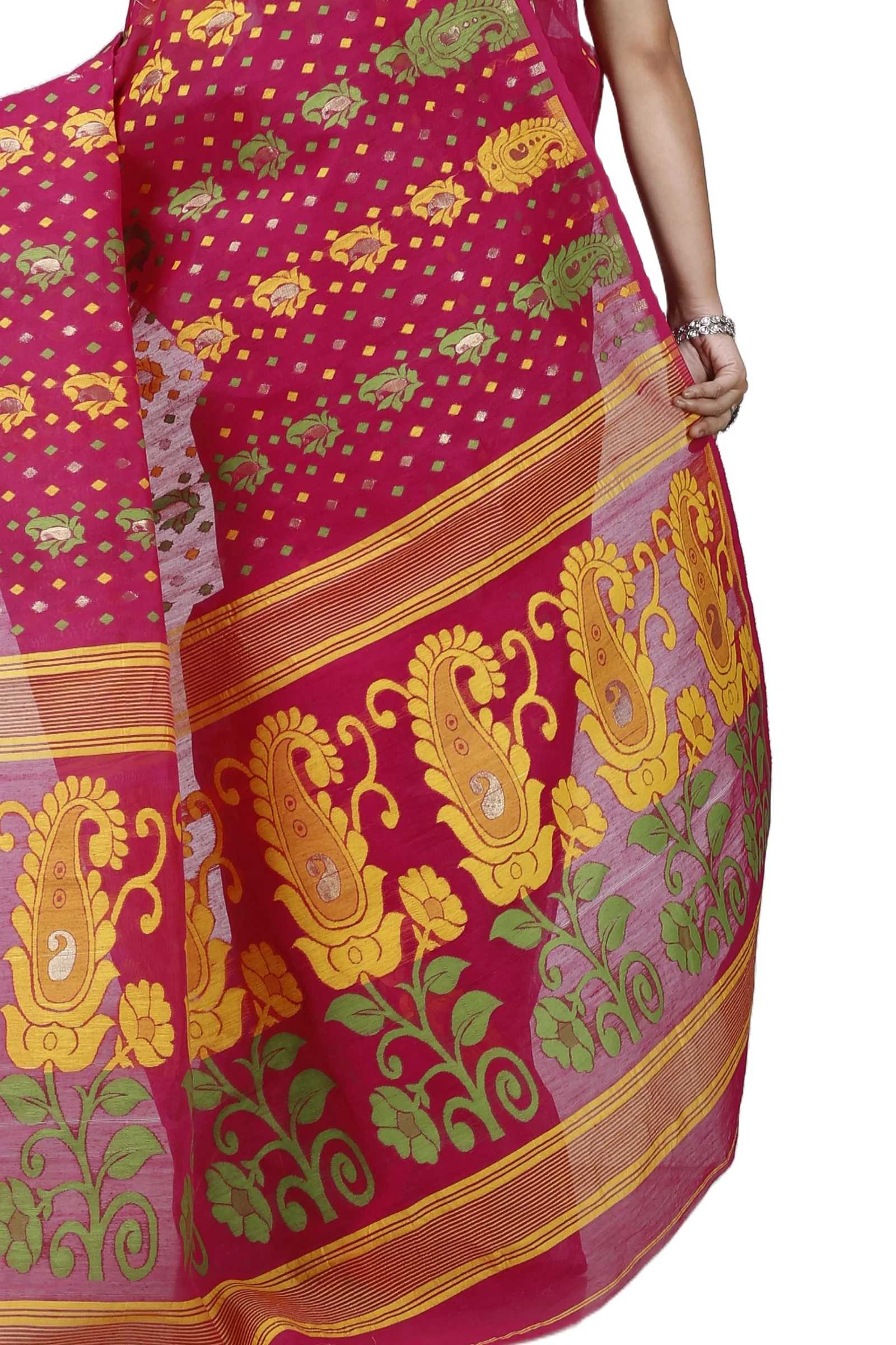 Maroon Pure Cotton Vani Jamdani Saree (1110)