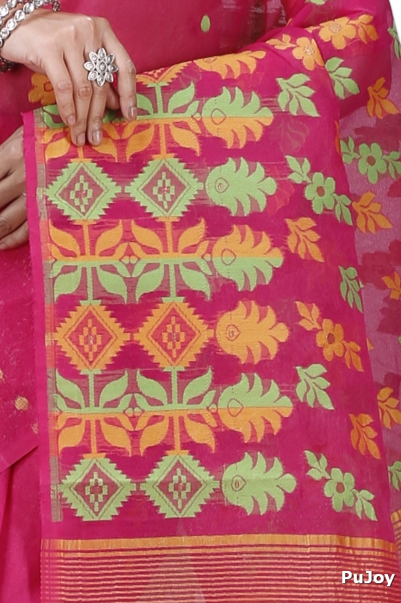 Maroon Pure Cotton Urmila Jamdani Saree (1124)
