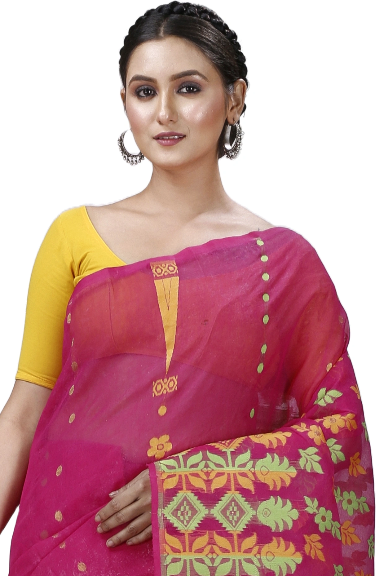 Maroon Pure Cotton Urmila Jamdani Saree (1124)