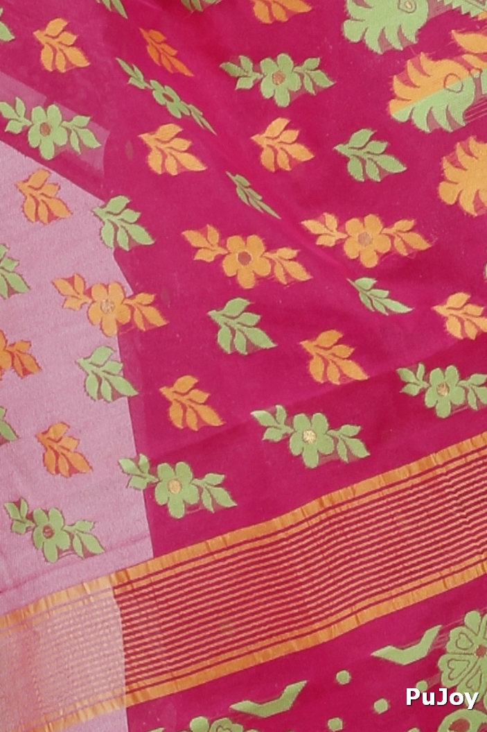 Maroon Pure Cotton Urmila Jamdani Saree (1124)