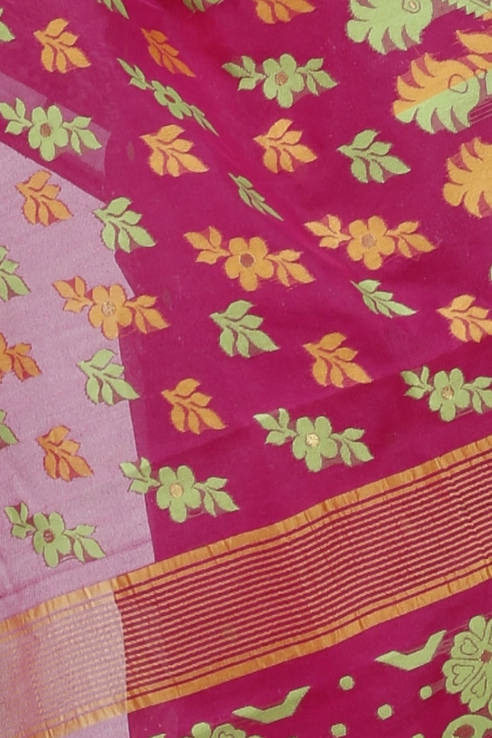 Maroon Pure Cotton Urmila Jamdani Saree (1124)