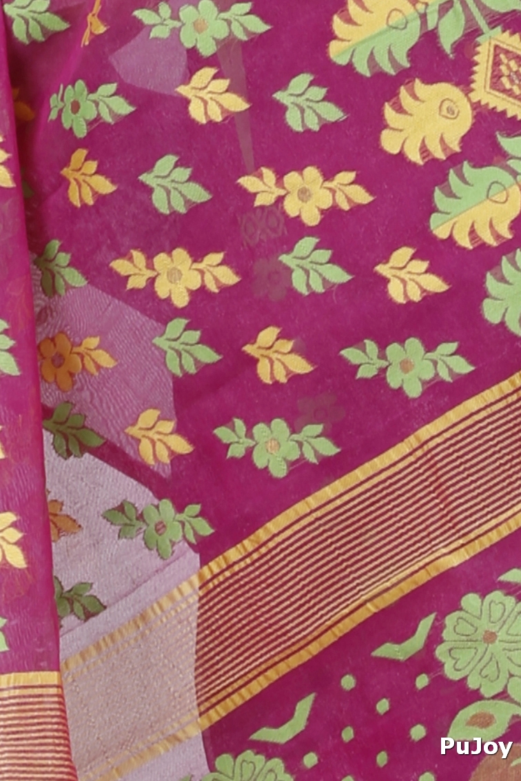 Purple Pure Cotton Urmila Jamdani Saree (1126)