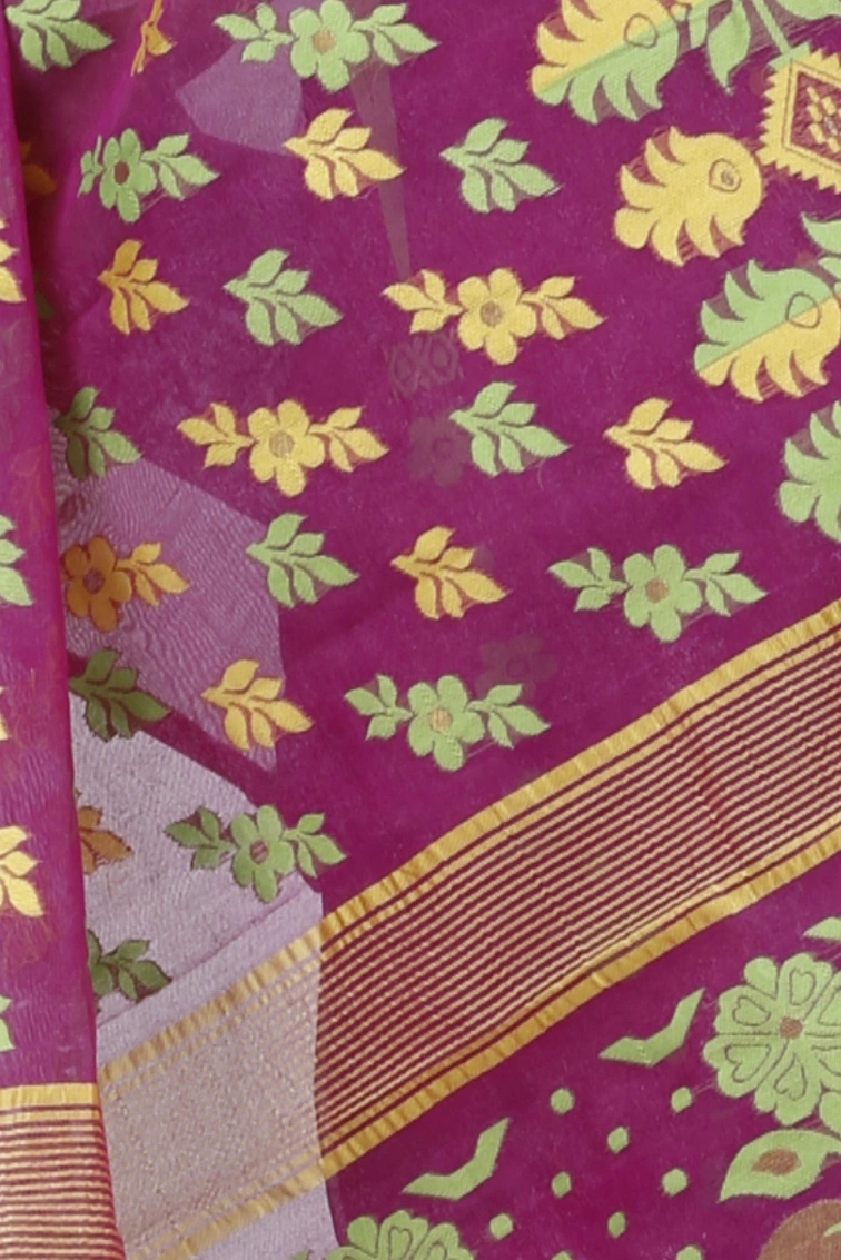 Purple Pure Cotton Urmila Jamdani Saree (1126)