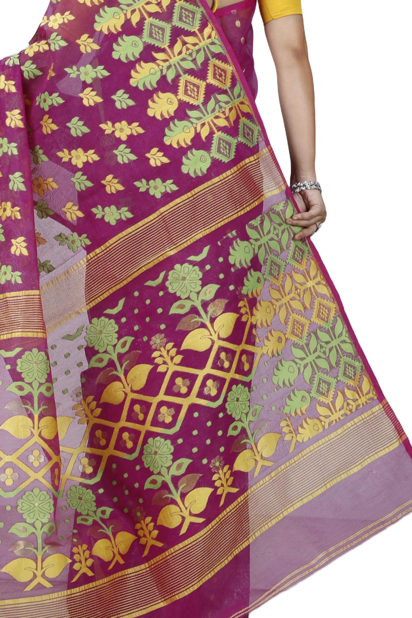 Purple Pure Cotton Urmila Jamdani Saree (1126)