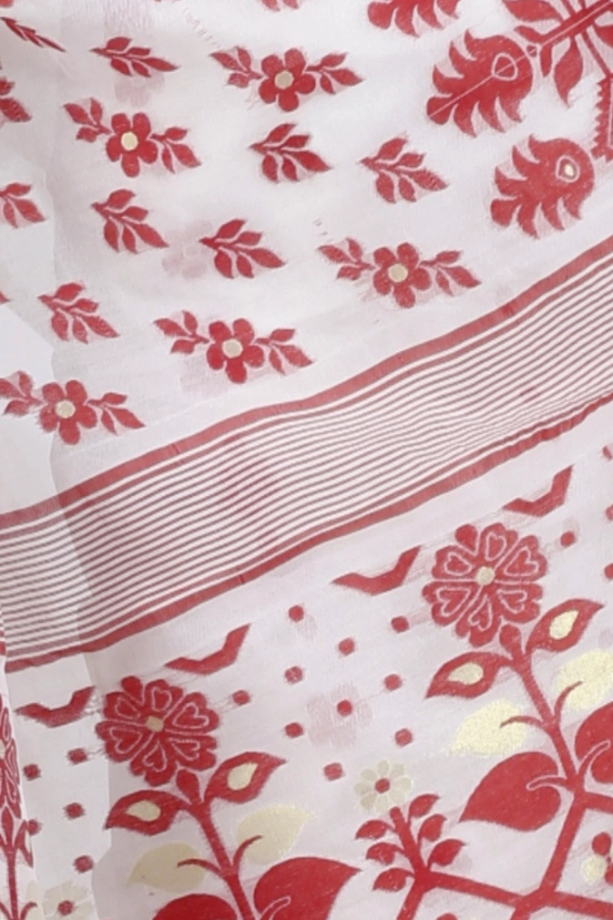 White Pure Cotton Urmila Jamdani Saree (1127)