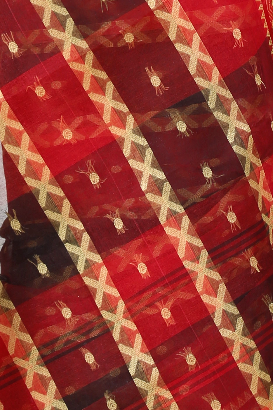 Red Pure Cotton SonaJhuri Desiging Tant Saree (113)