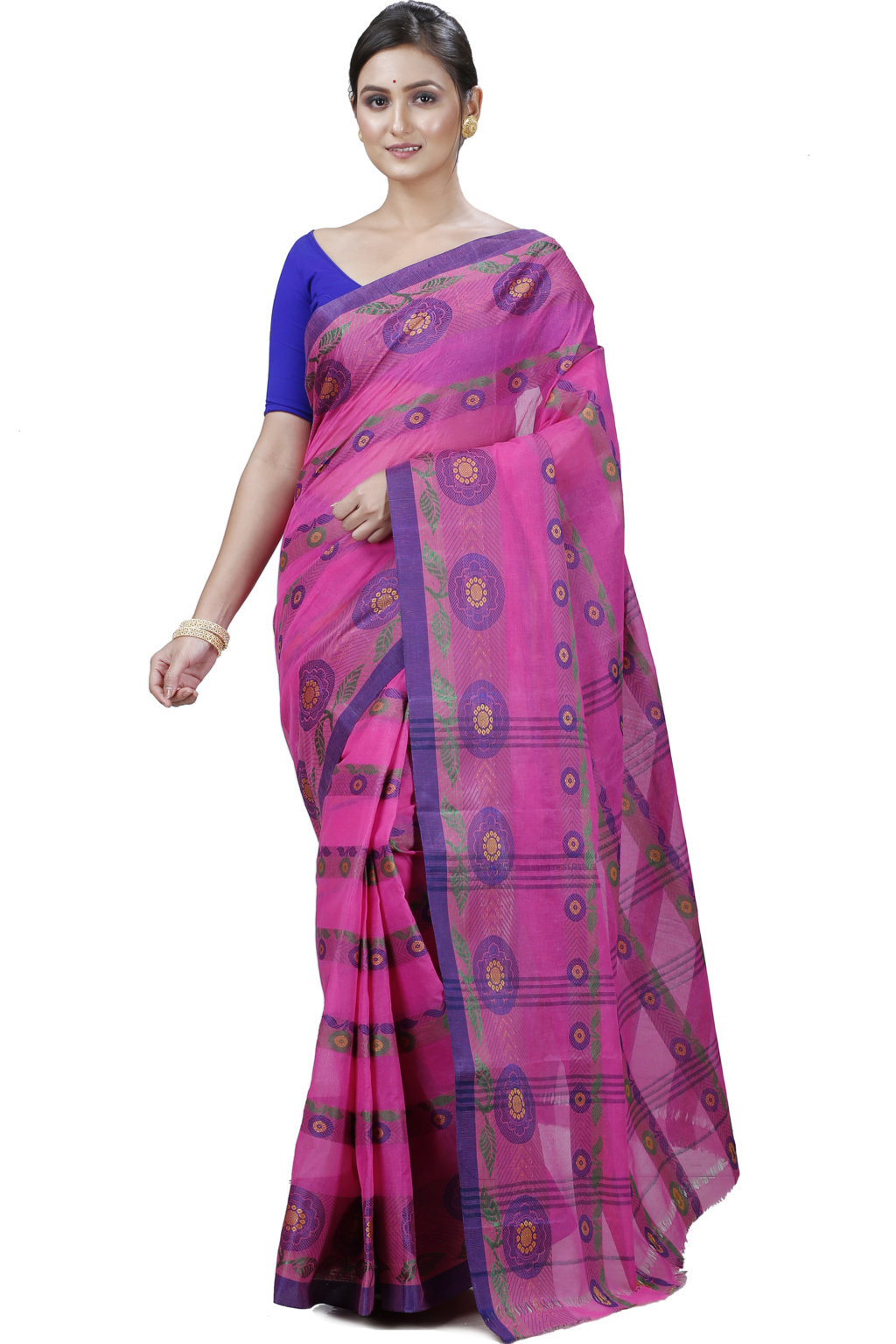 Pink Pure Cotton Uttara Tant Saree (1132)