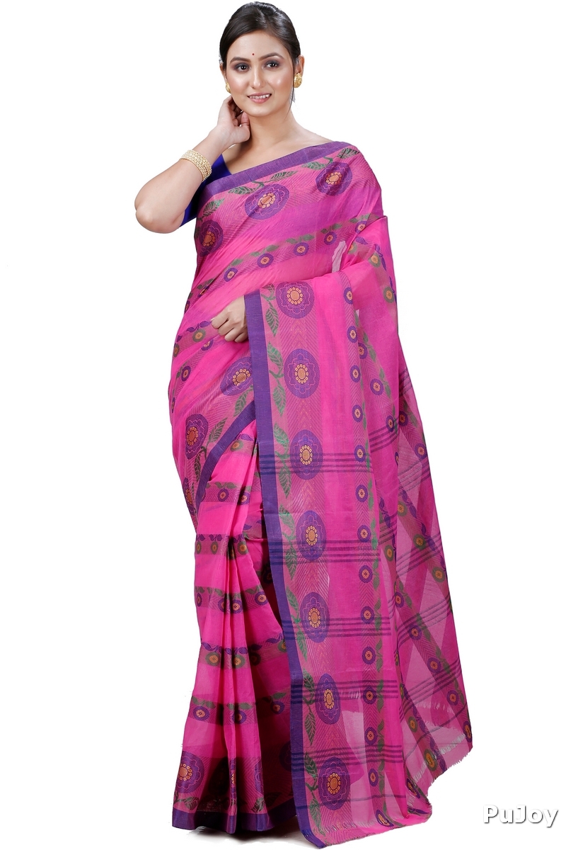 Pink Pure Cotton Uttara Tant Saree (1132)