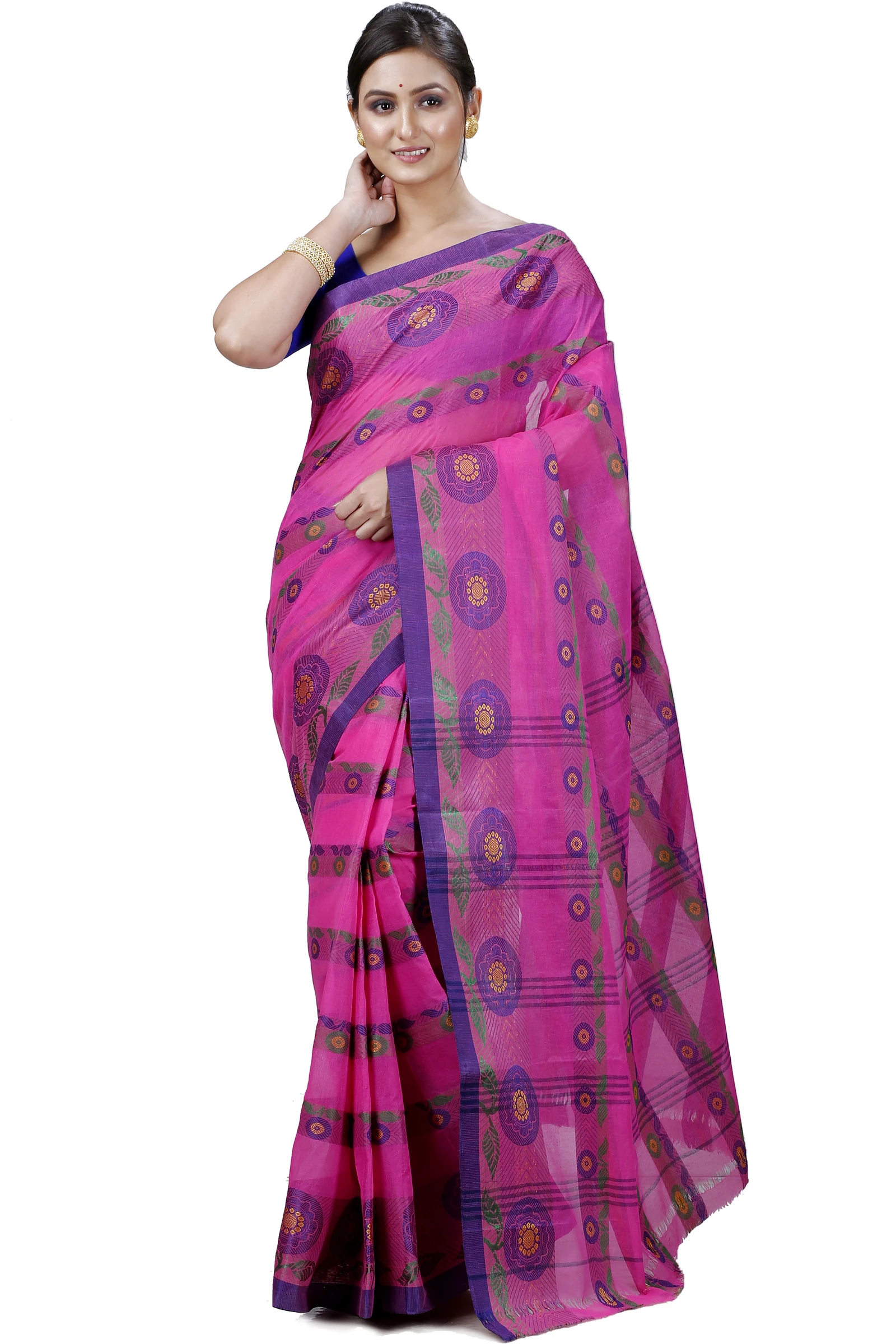Pink Pure Cotton Uttara Tant Saree (1132)