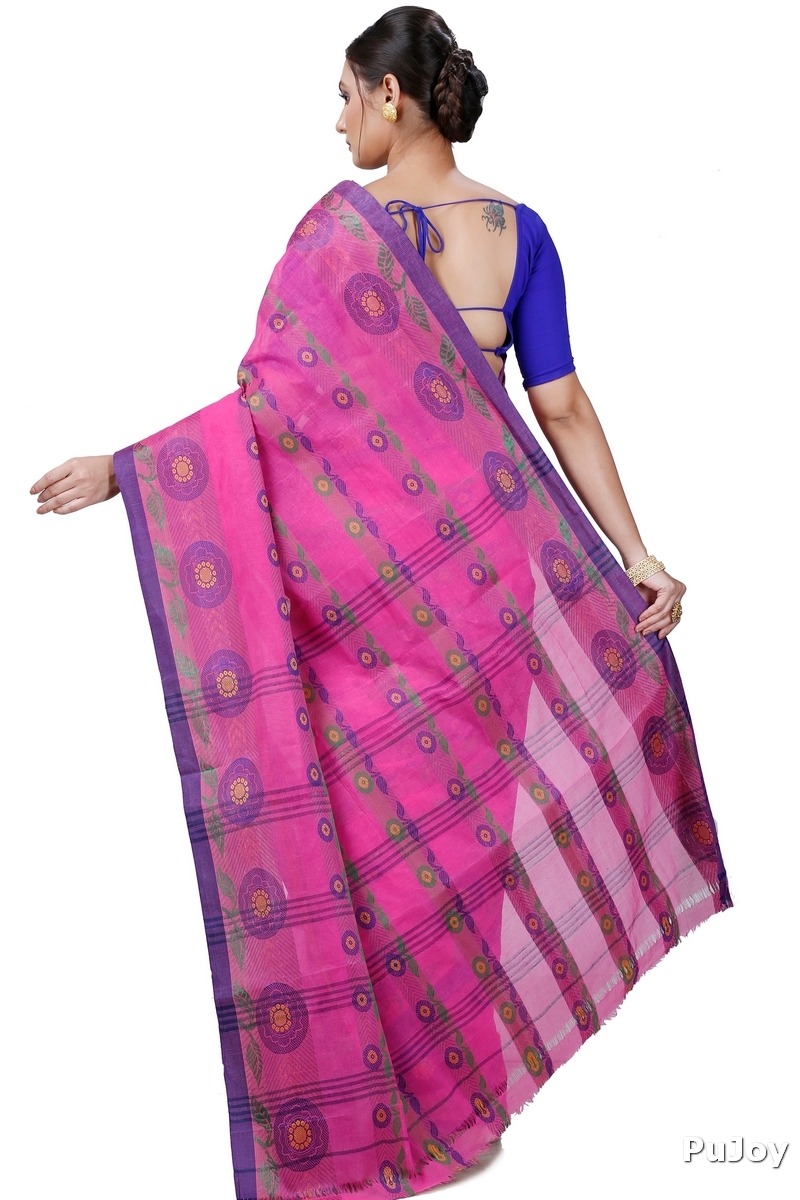 Pink Pure Cotton Uttara Tant Saree (1132)