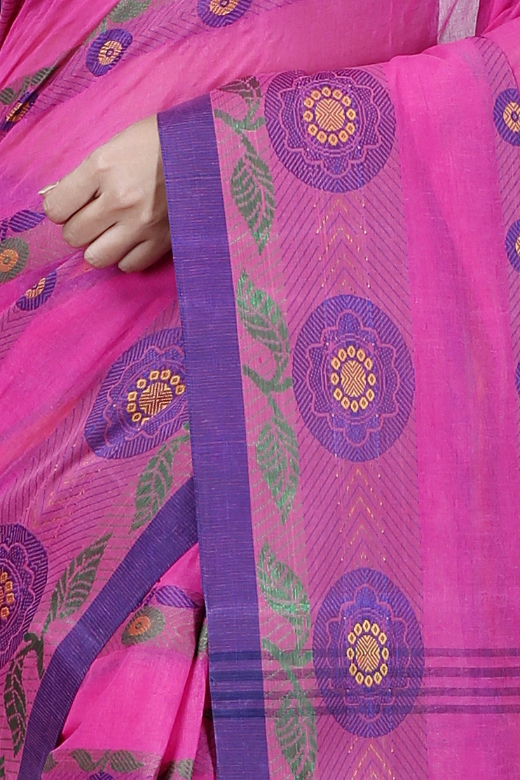 Pink Pure Cotton Uttara Tant Saree (1132)