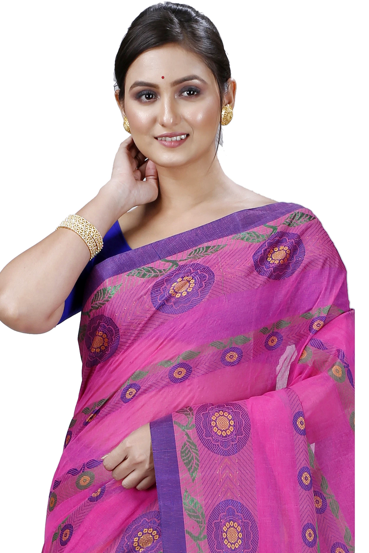 Pink Pure Cotton Uttara Tant Saree (1132)