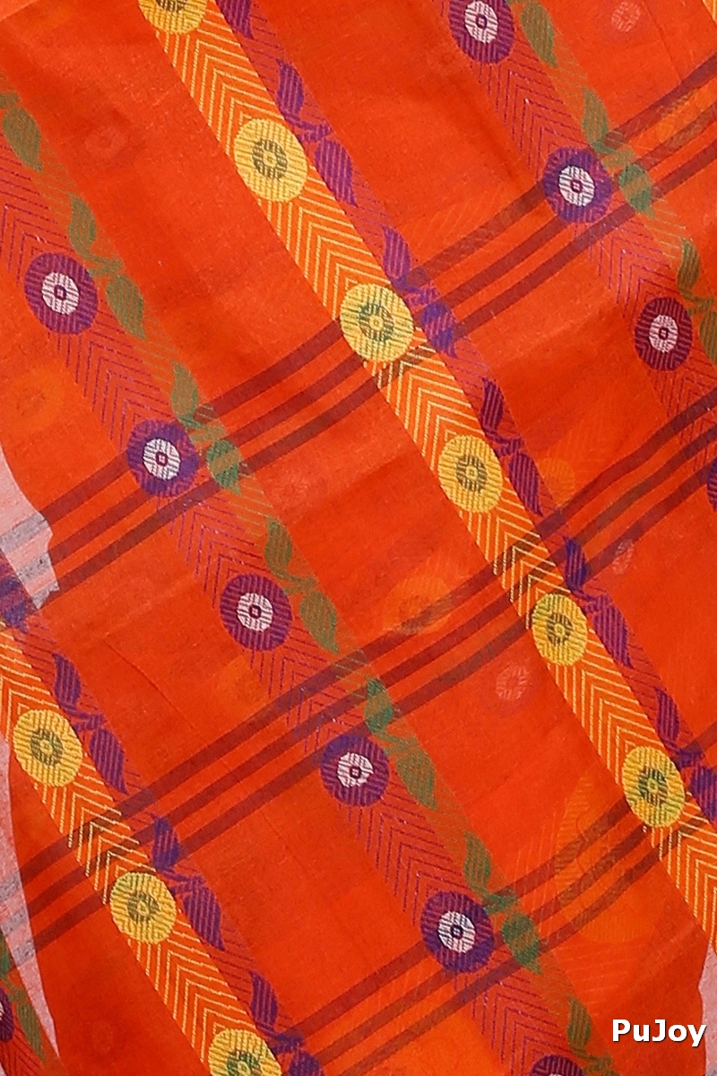 Orange Pure Cotton Uttara Tant Saree (1133)