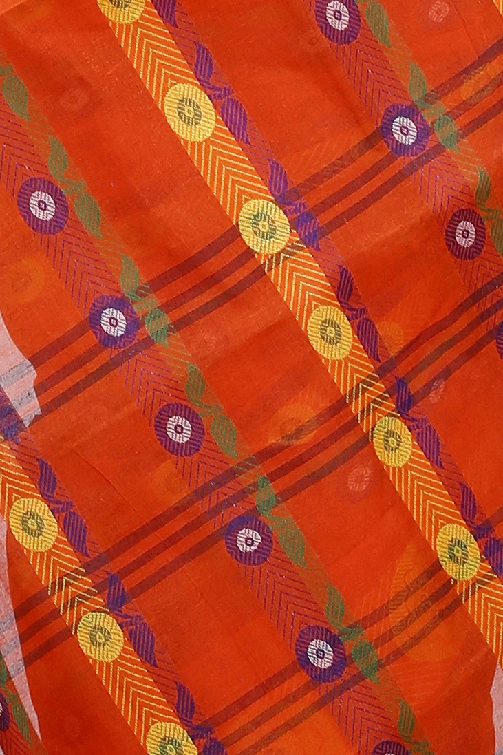 Orange Pure Cotton Uttara Tant Saree (1133)