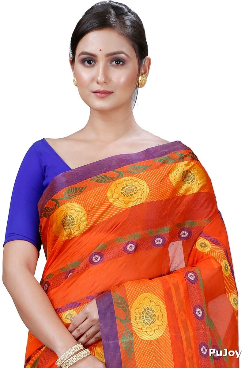 Orange Pure Cotton Uttara Tant Saree (1133)