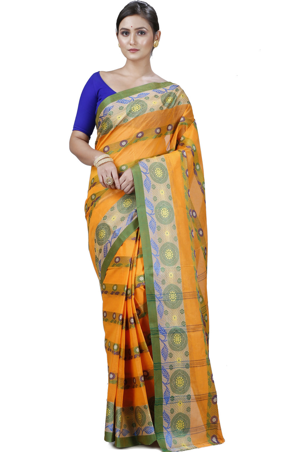 Yellow Pure Cotton Uttara Tant Saree (1134)