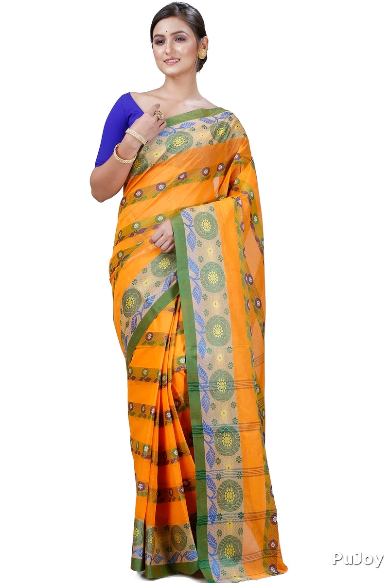 Yellow Pure Cotton Uttara Tant Saree (1134)