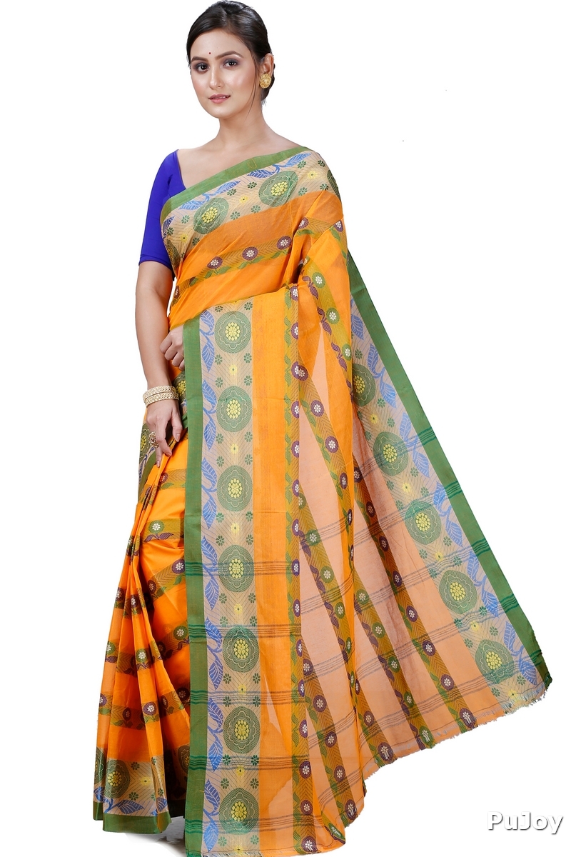 Yellow Pure Cotton Uttara Tant Saree (1134)