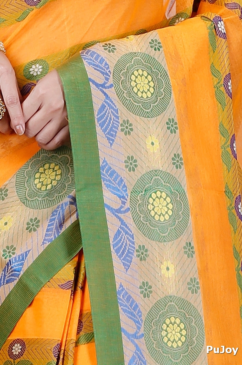 Yellow Pure Cotton Uttara Tant Saree (1134)