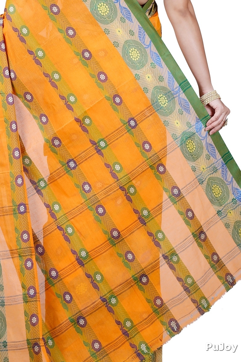 Yellow Pure Cotton Uttara Tant Saree (1134)