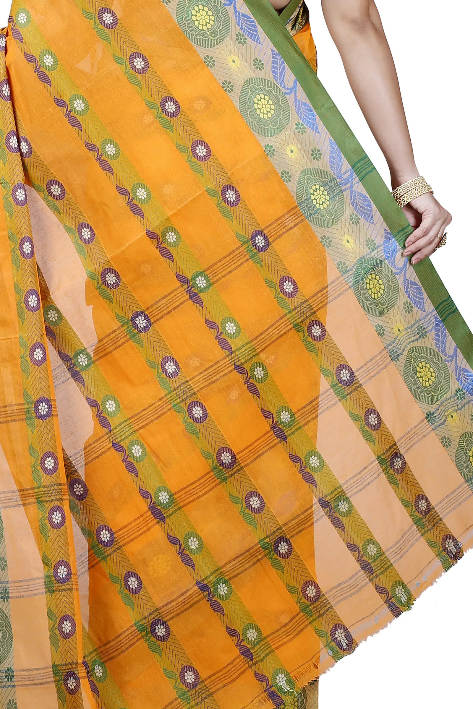 Yellow Pure Cotton Uttara Tant Saree (1134)