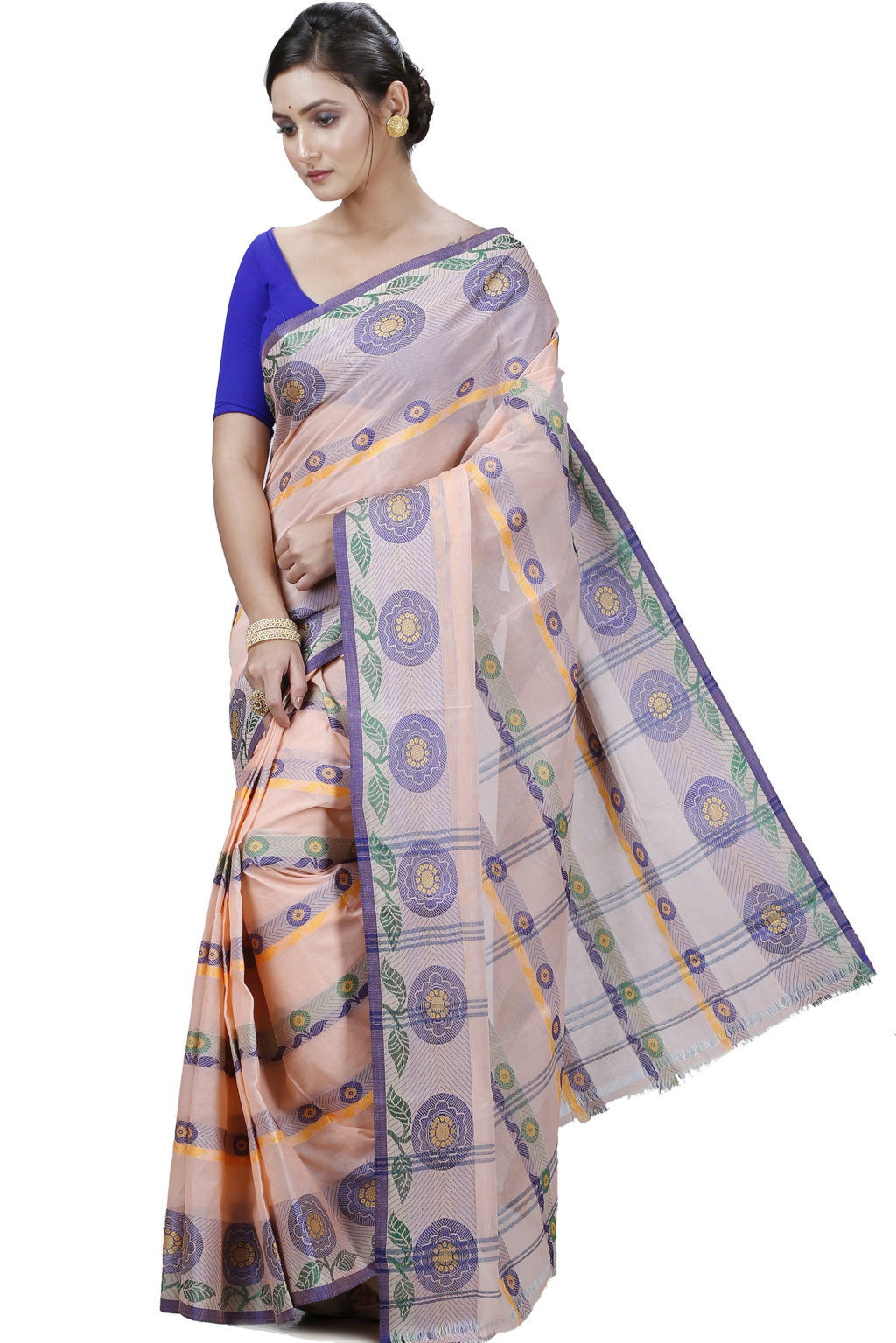 Cream Pure Cotton Uttara Tant Saree (1135)