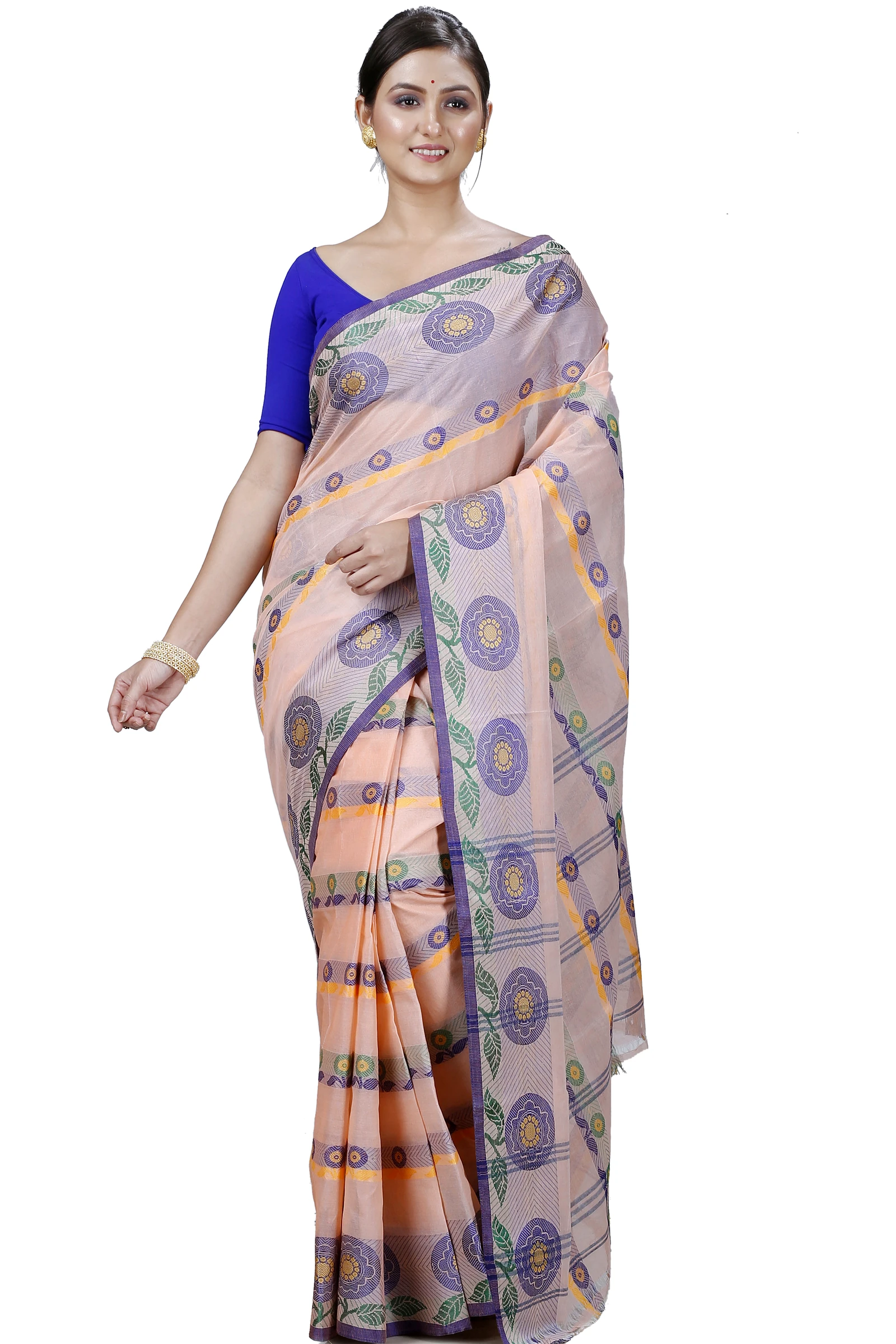 Cream Pure Cotton Uttara Tant Saree (1135)