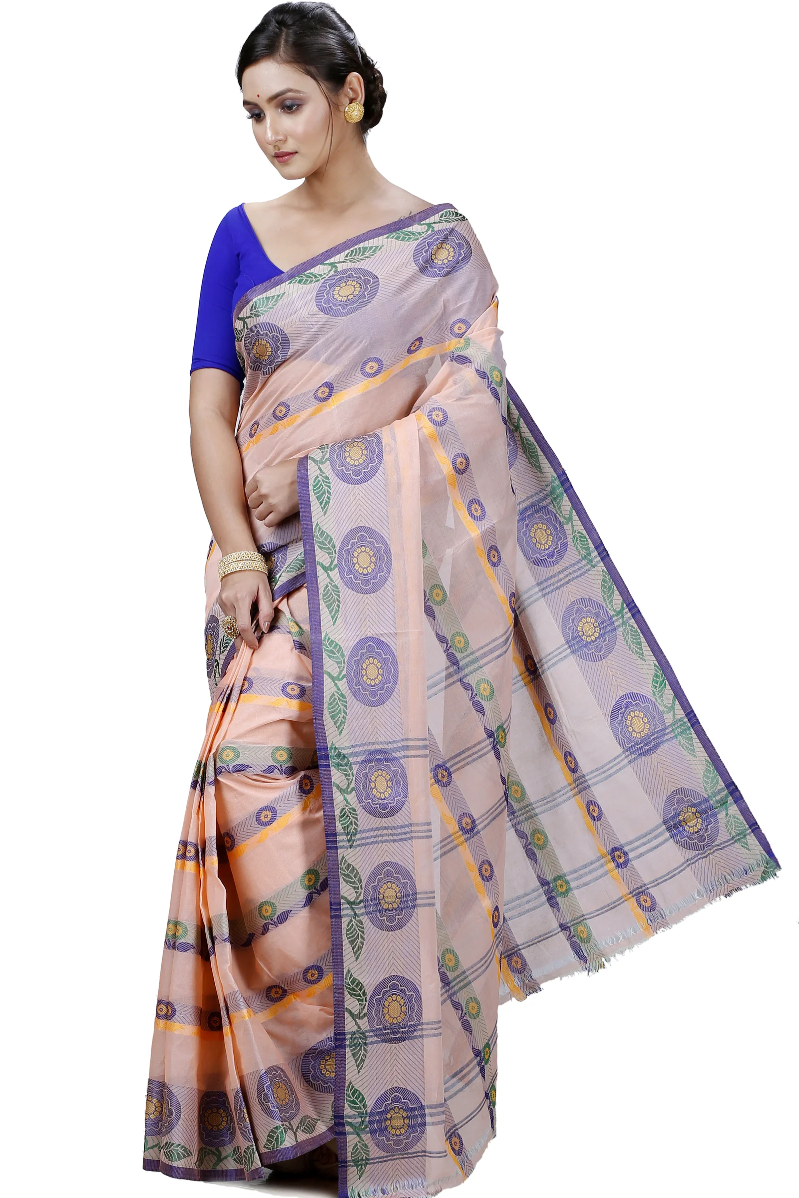 Cream Pure Cotton Uttara Tant Saree (1135)