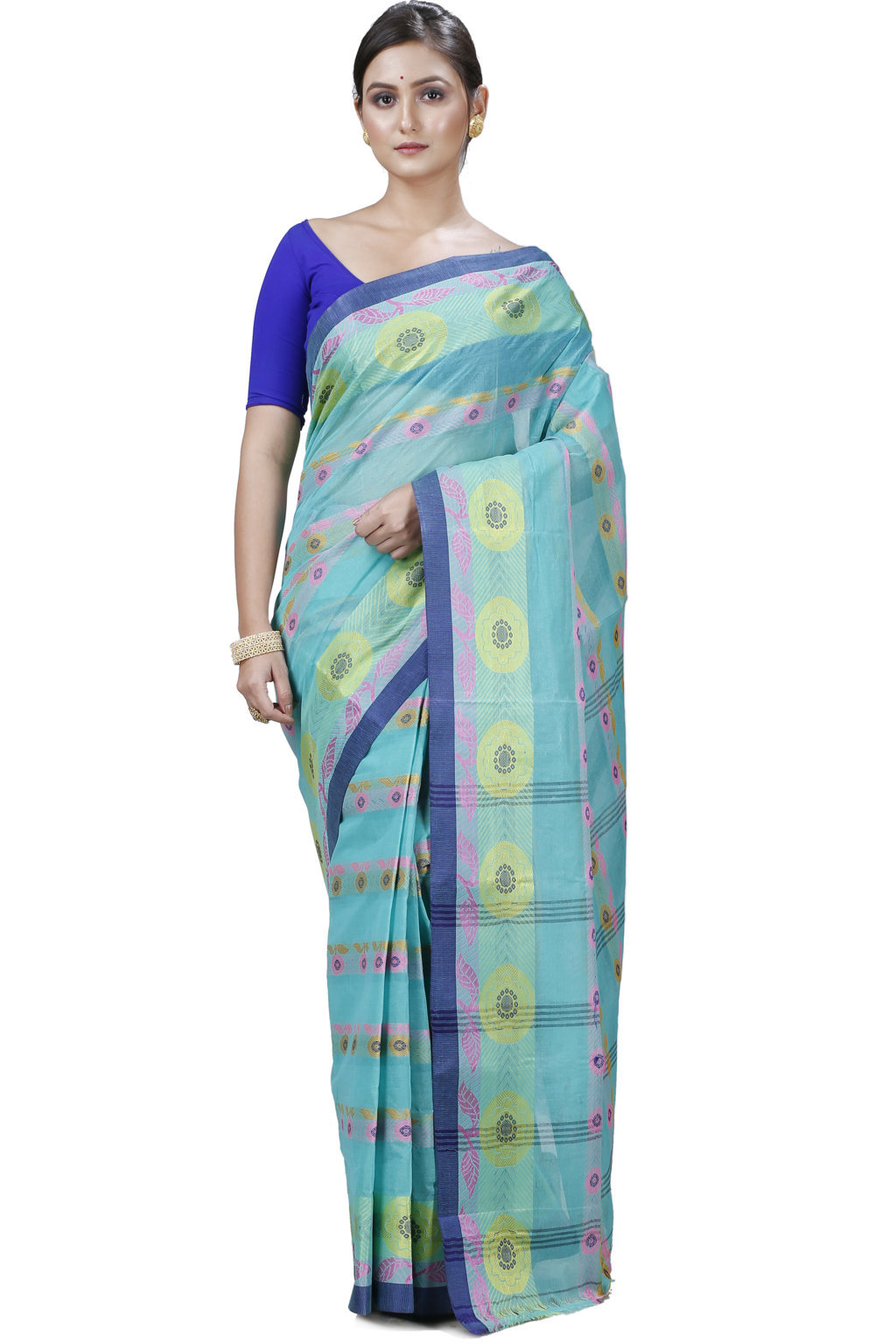 Green Pure Cotton Uttara Tant Saree (1136)