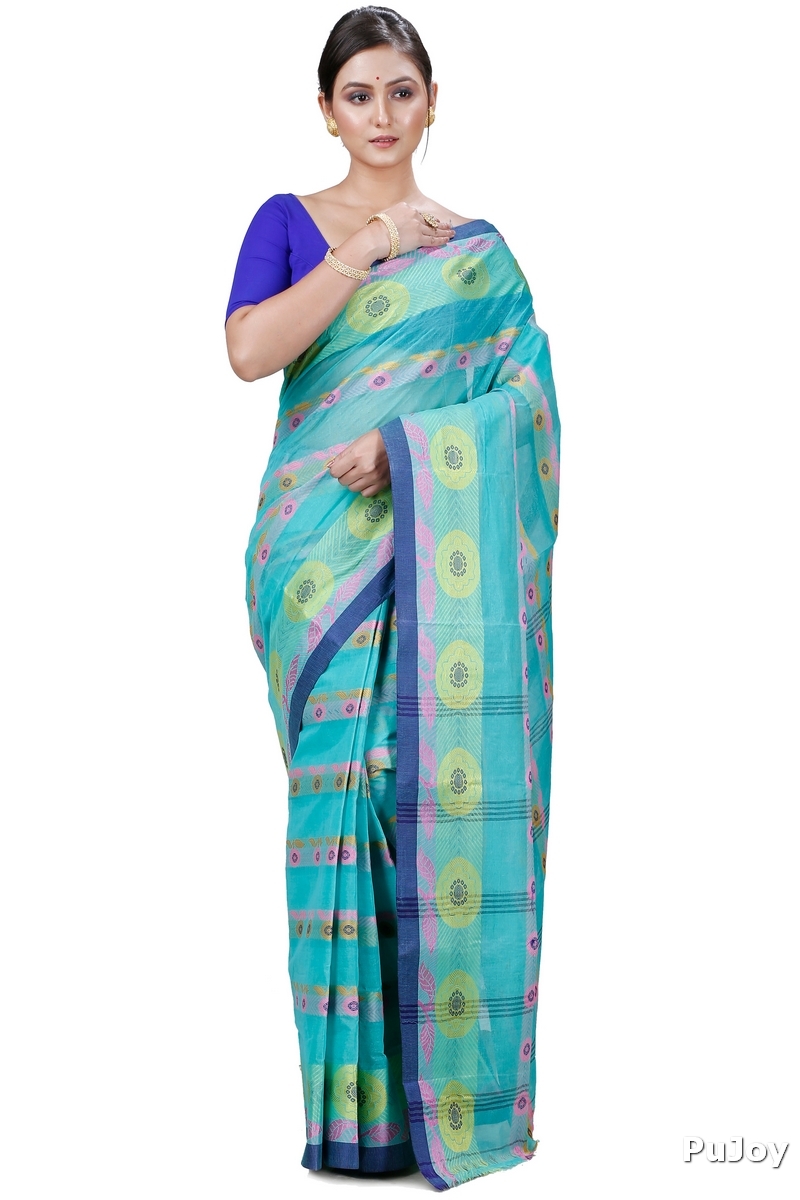 Green Pure Cotton Uttara Tant Saree (1136)