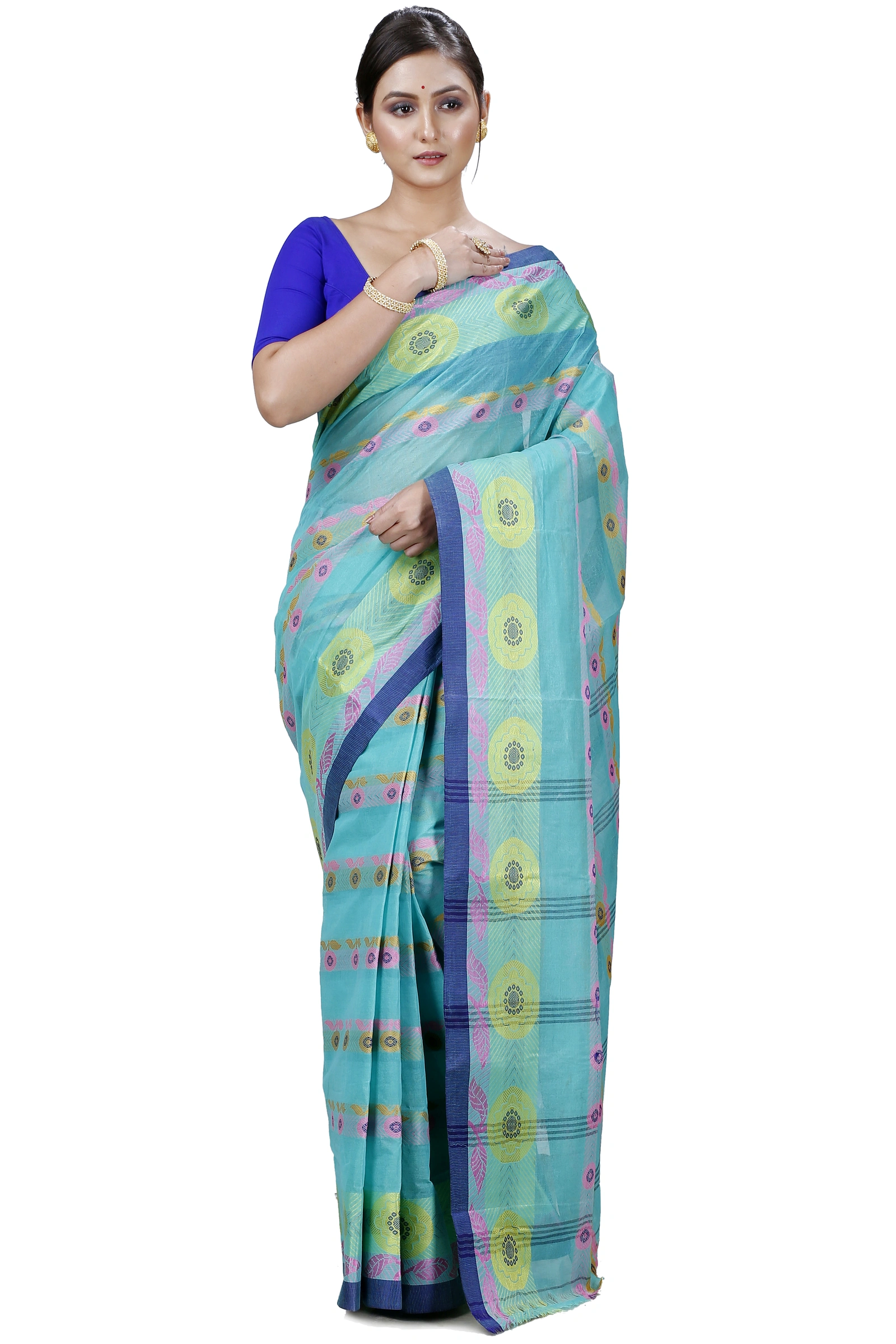 Green Pure Cotton Uttara Tant Saree (1136)