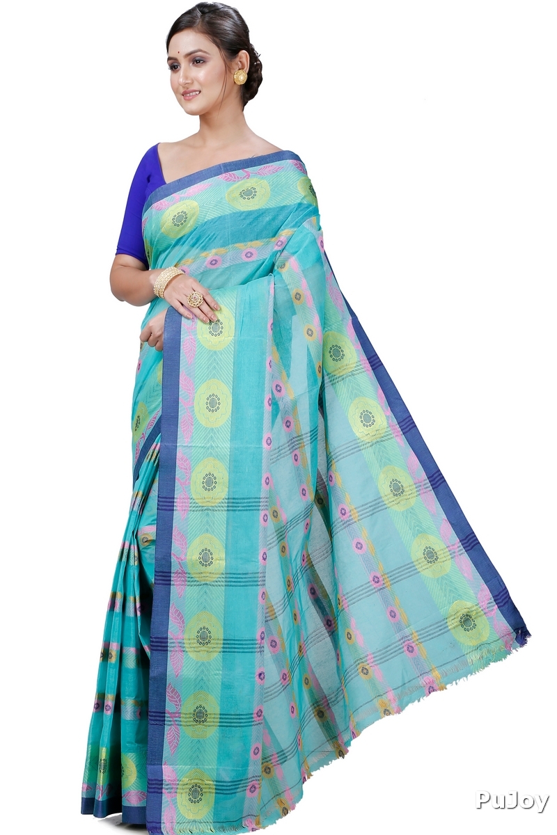 Green Pure Cotton Uttara Tant Saree (1136)