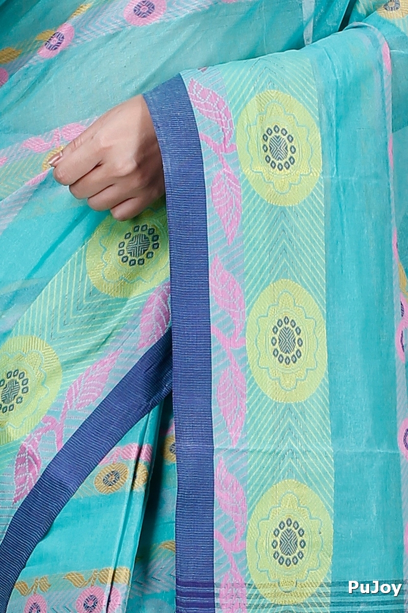 Green Pure Cotton Uttara Tant Saree (1136)