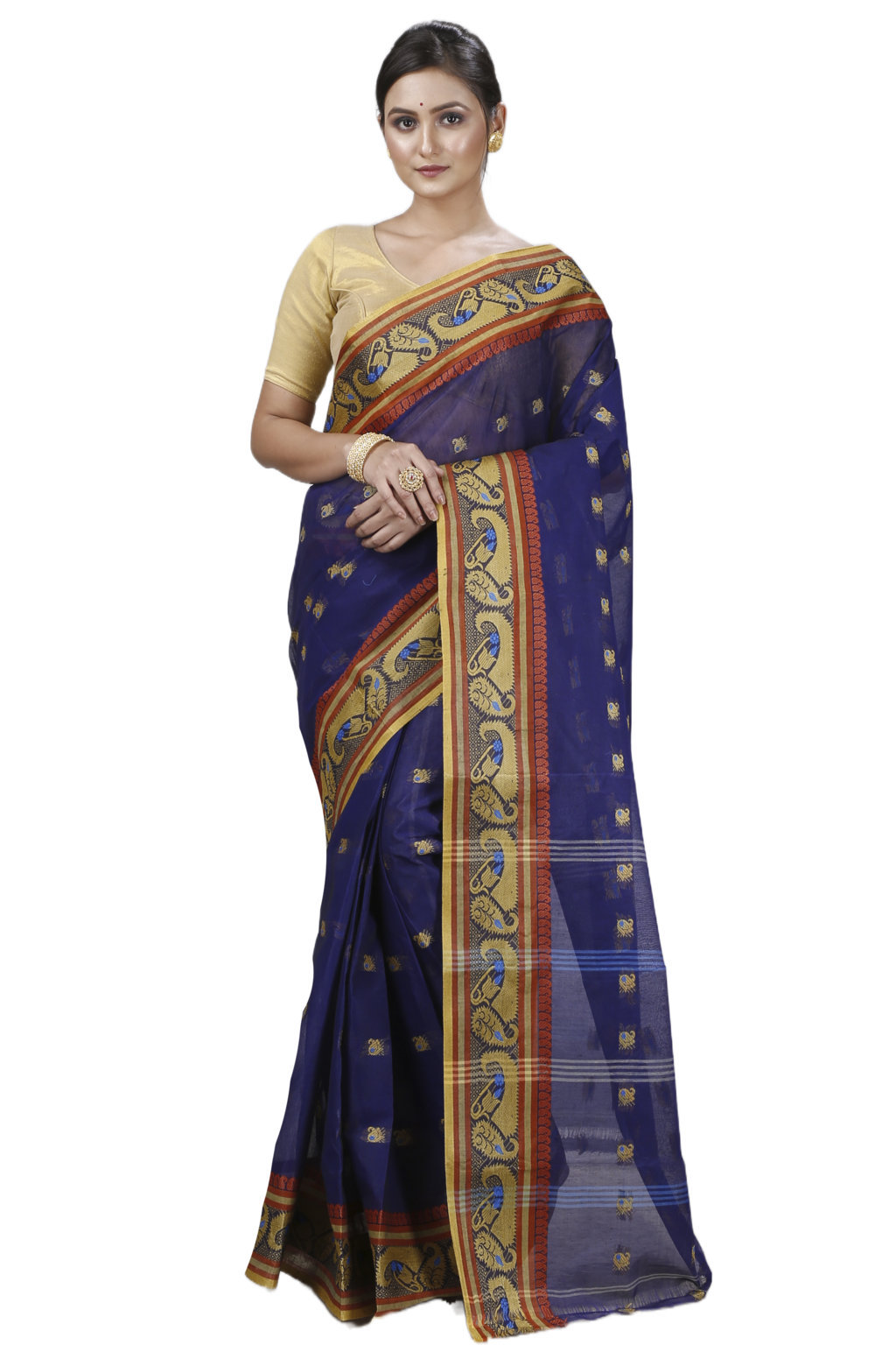 Blue Pure Cotton Utkal Tant Saree (1138)