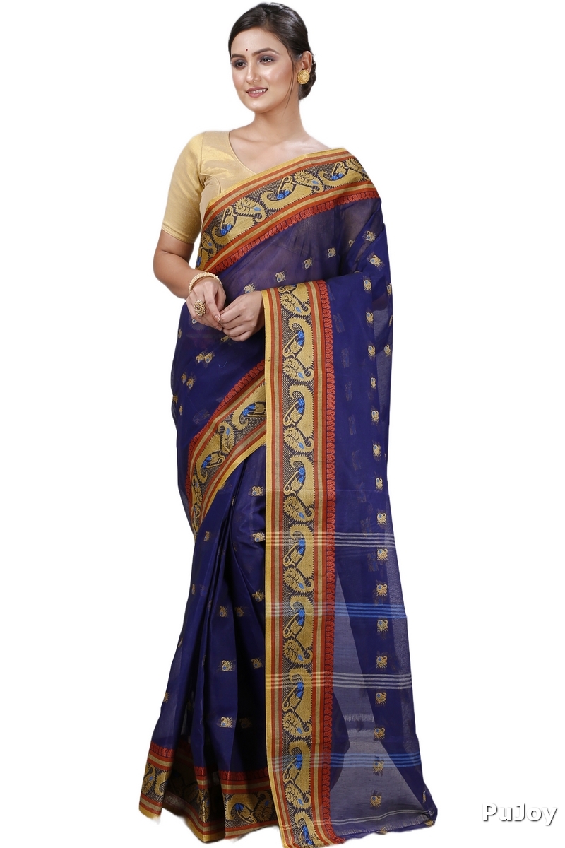 Blue Pure Cotton Utkal Tant Saree (1138)