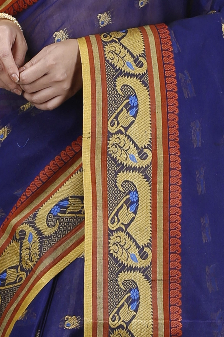 Blue Pure Cotton Utkal Tant Saree (1138)