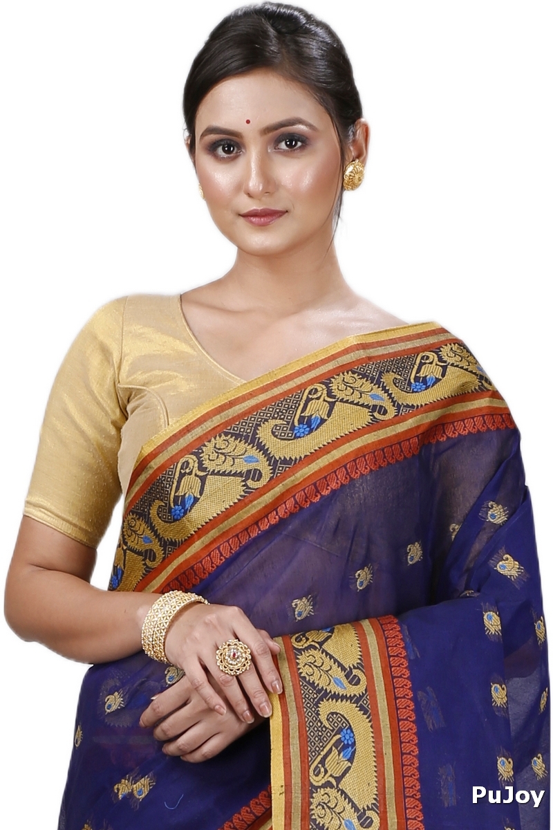 Blue Pure Cotton Utkal Tant Saree (1138)