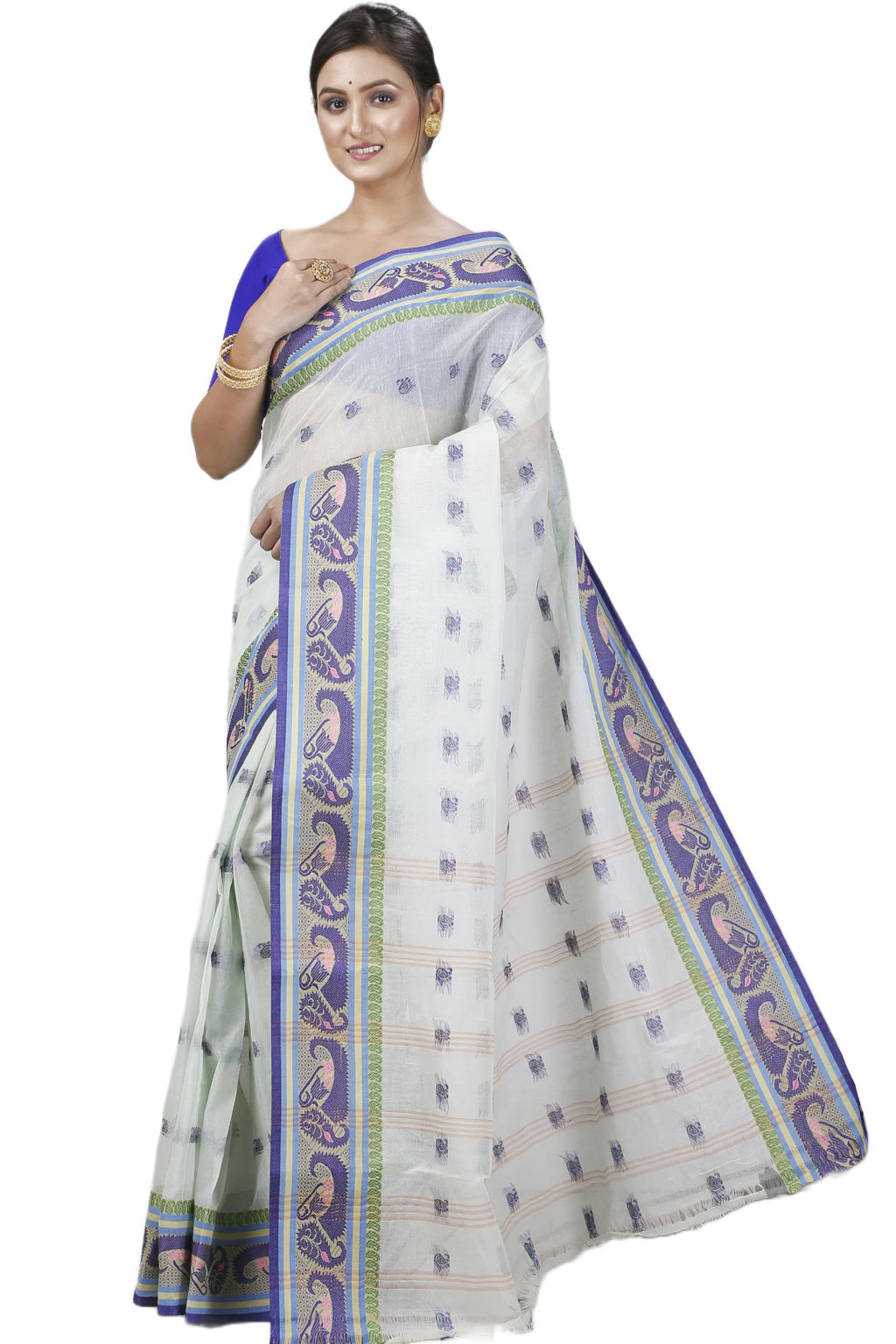 Off White Pure Cotton Utkal Tant Saree (1139)