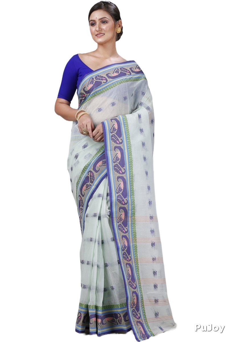 Off White Pure Cotton Utkal Tant Saree (1139)